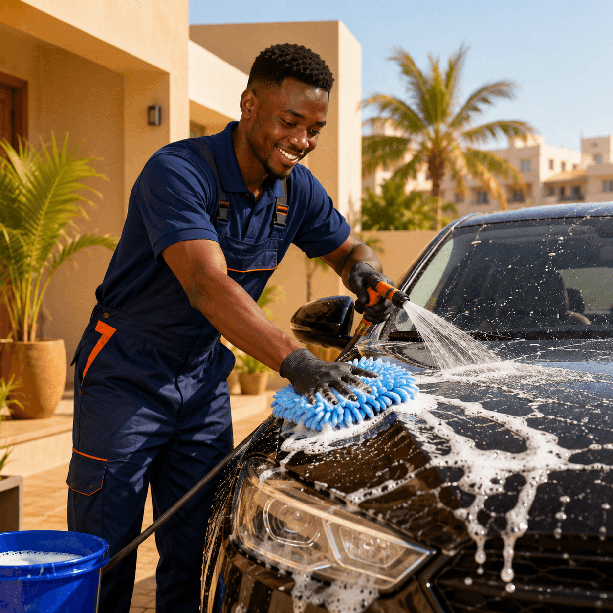 Illustration Lavage auto à domicile